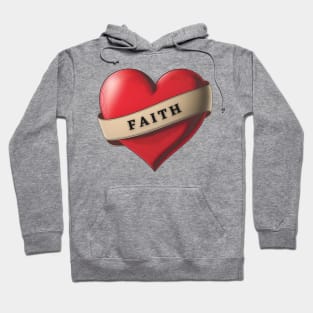 Faith - Lovely Red Heart With a Ribbon Hoodie